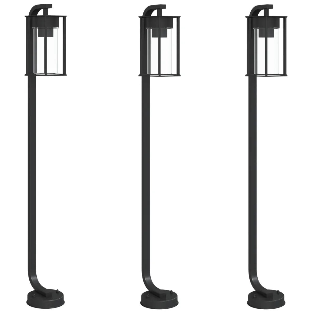Lampade da Terra per Esterni 3 pz Nere 100 cm in Acciaio Inox 4006348