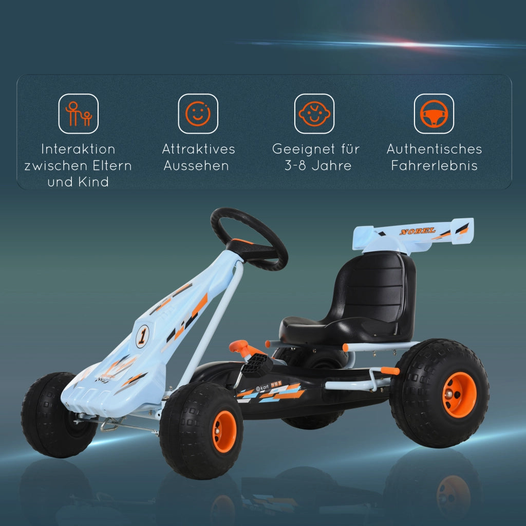 Go-Kart a Pedali con Freno a Mano ¨C Xylo ¨C Sedile Regolabile, Marcia Avanti/Indietro, Blu Chiaro, 3+ Anni