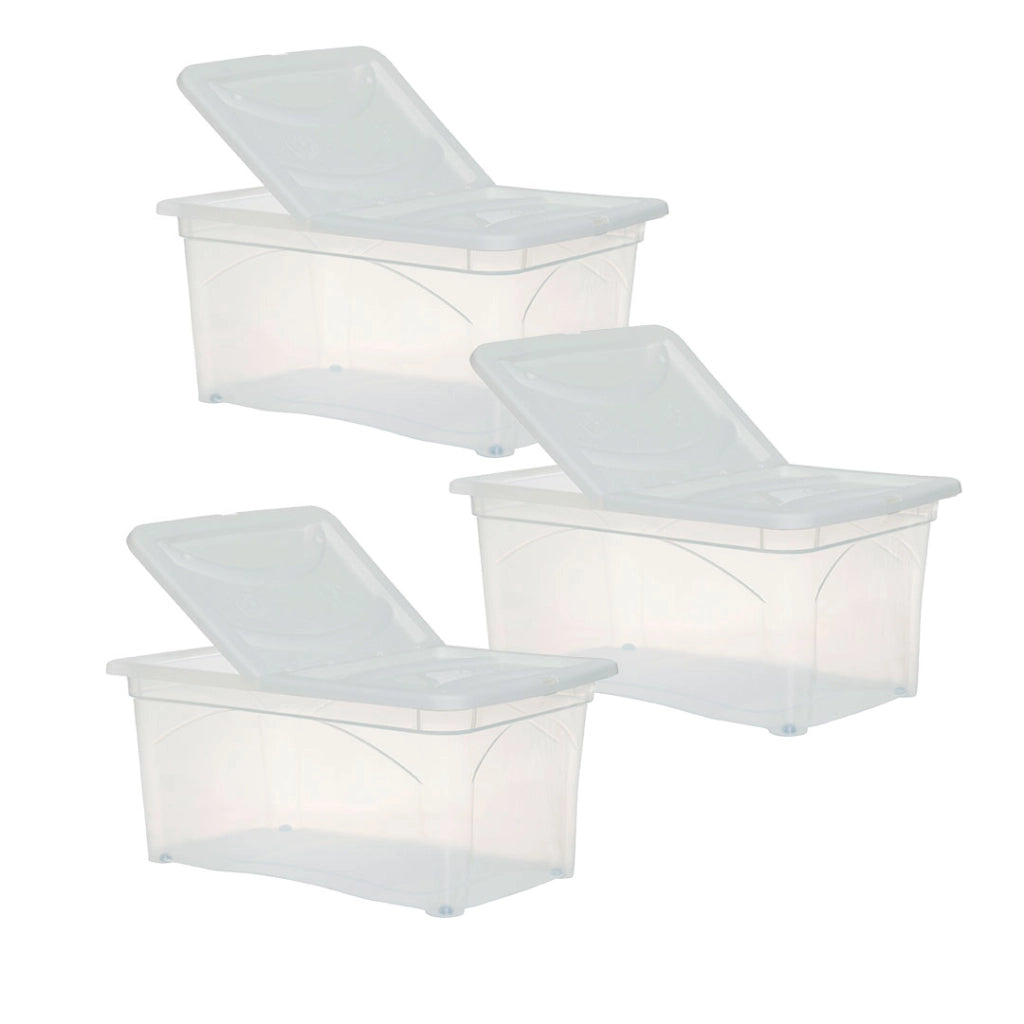 SET 3 PZ BOX PORTA INDUMENTI CON RUOTE DIMENSIONI 60X40X28CM  E COPERCHIO BIANCO