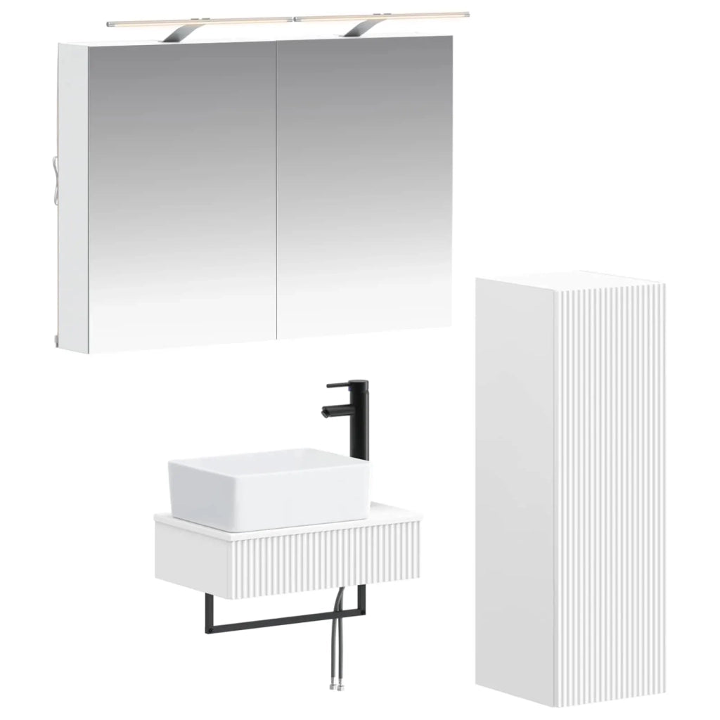 Set di Armadi da Bagno 4 pz Bianco Legno ingegnerizzato 3407383