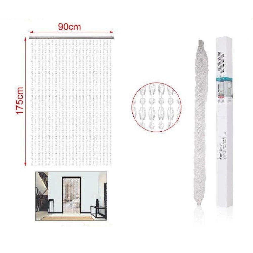 Trade Shop - Tenda Fili Con Perline Trasparenti Supporto Per Porta 90x175cm Moschiera 2002910 -