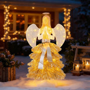 Angelo di Natale per esterni, 157 cm, decorazione natalizia illuminata, grande angelo con albero di Natale, stile abito, 150 luci LED, decorazione natalizia, statuetta di Natale XL