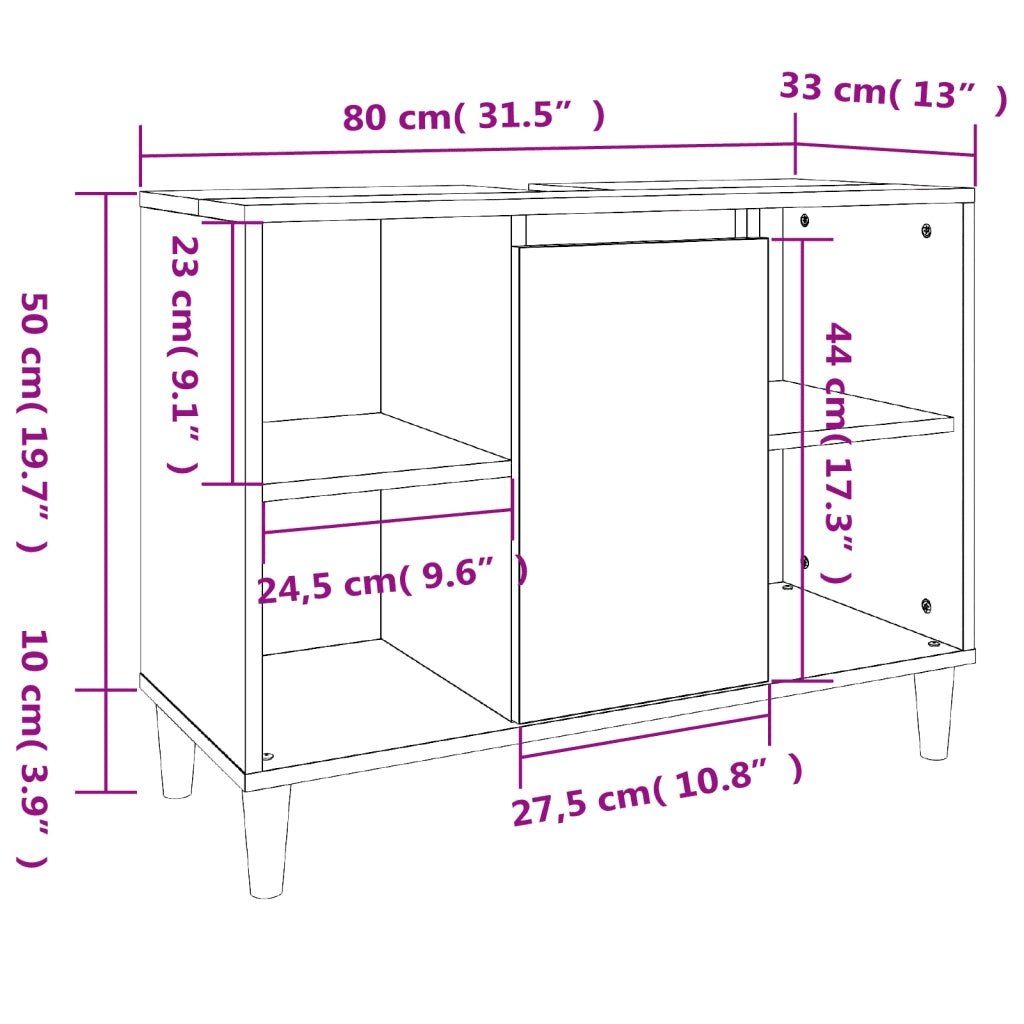 Set Mobili da Bagno 3 pz Grigio Sonoma in Legno Multistrato 3185619