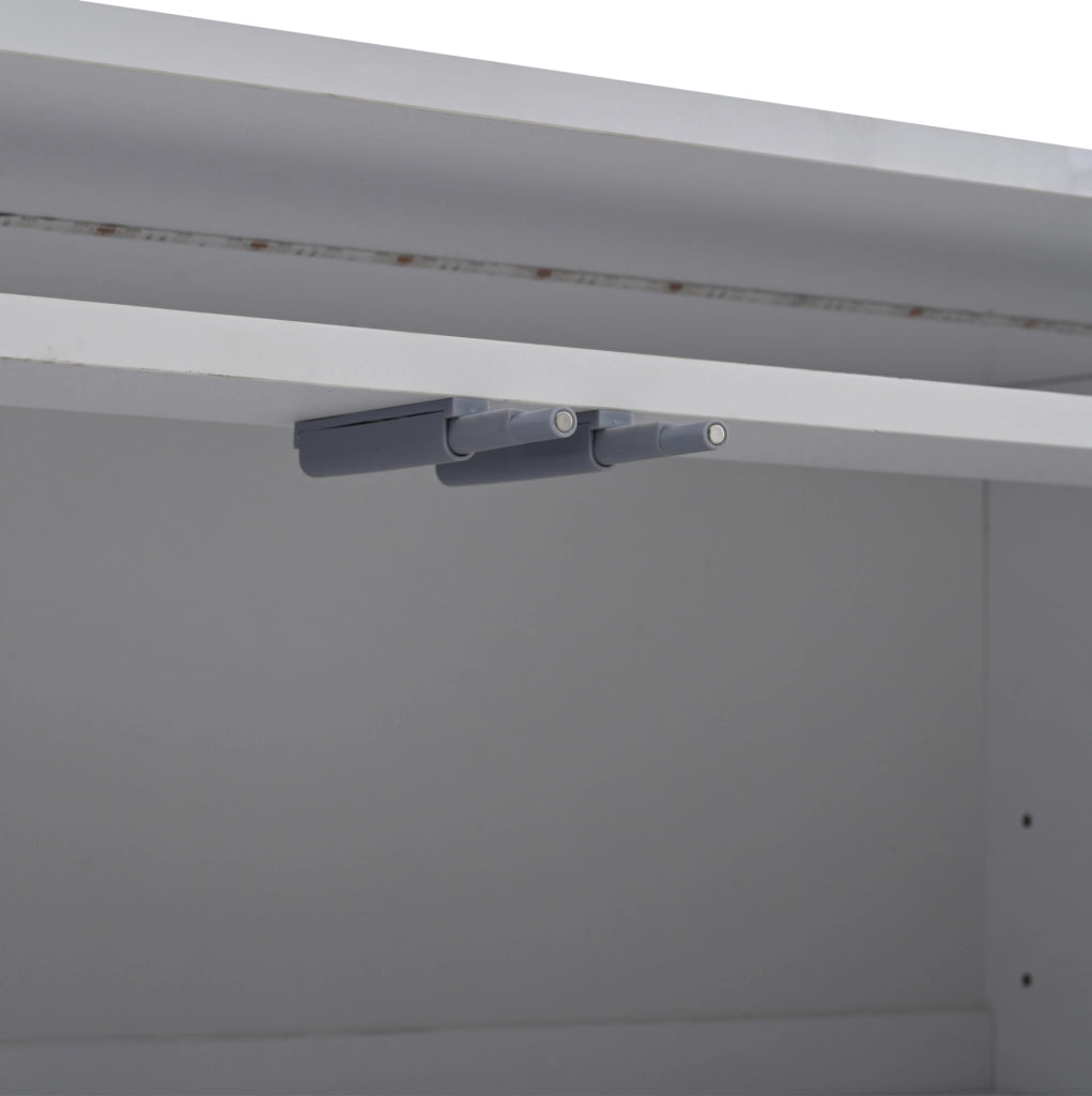 Credenza ULEVR 140x40x70 cm con 3 ante, 5 ripiani regolabili e LED USB, bianco e nero