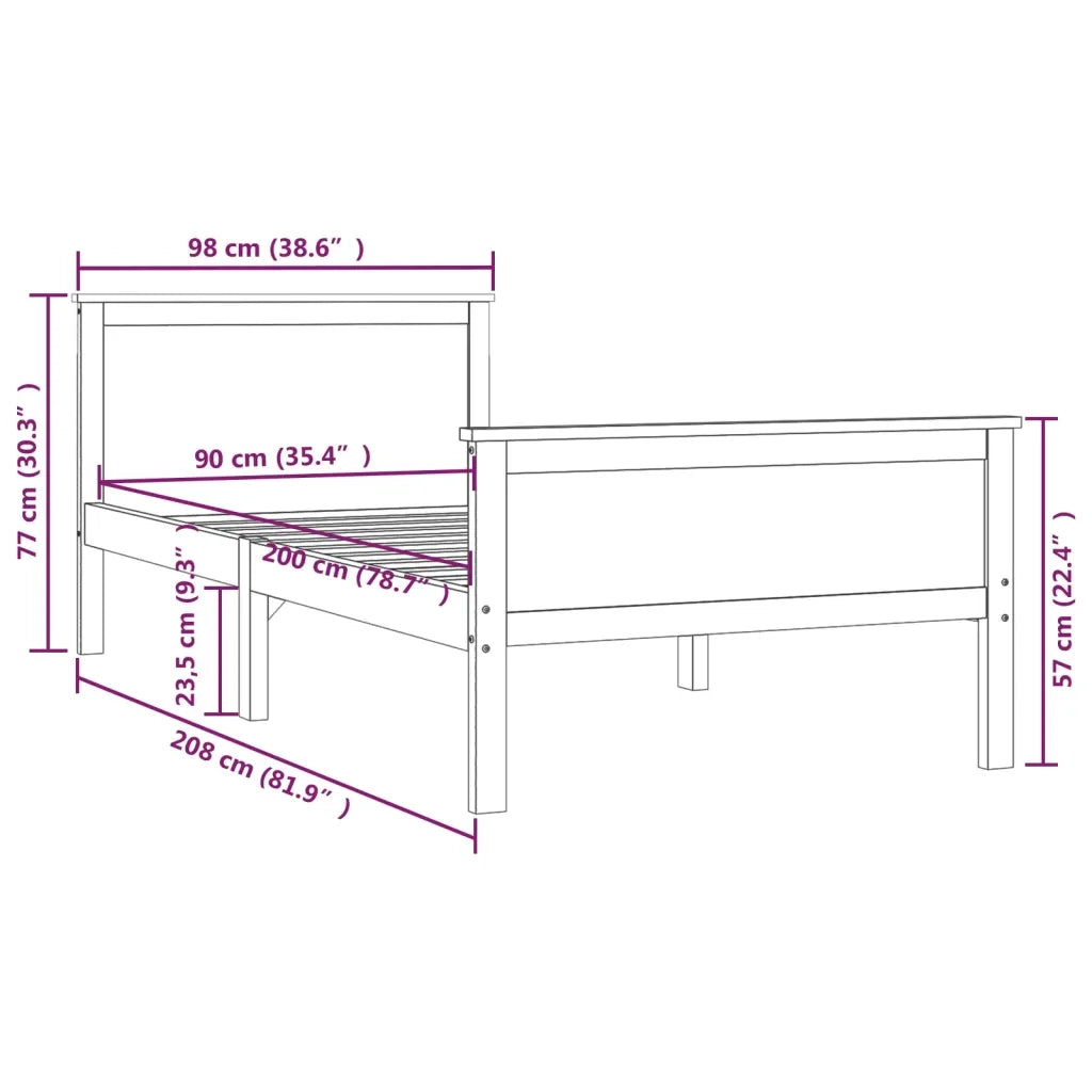 Giroletto Marrone Ambra in Legno Massello di Pino 90x200 cm 322188