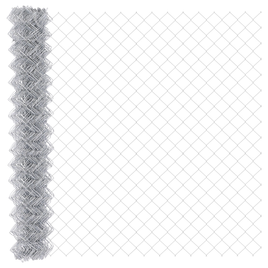 Recinzione a maglie metalliche con 7 pali 1.6x10 m Acciaio zincato