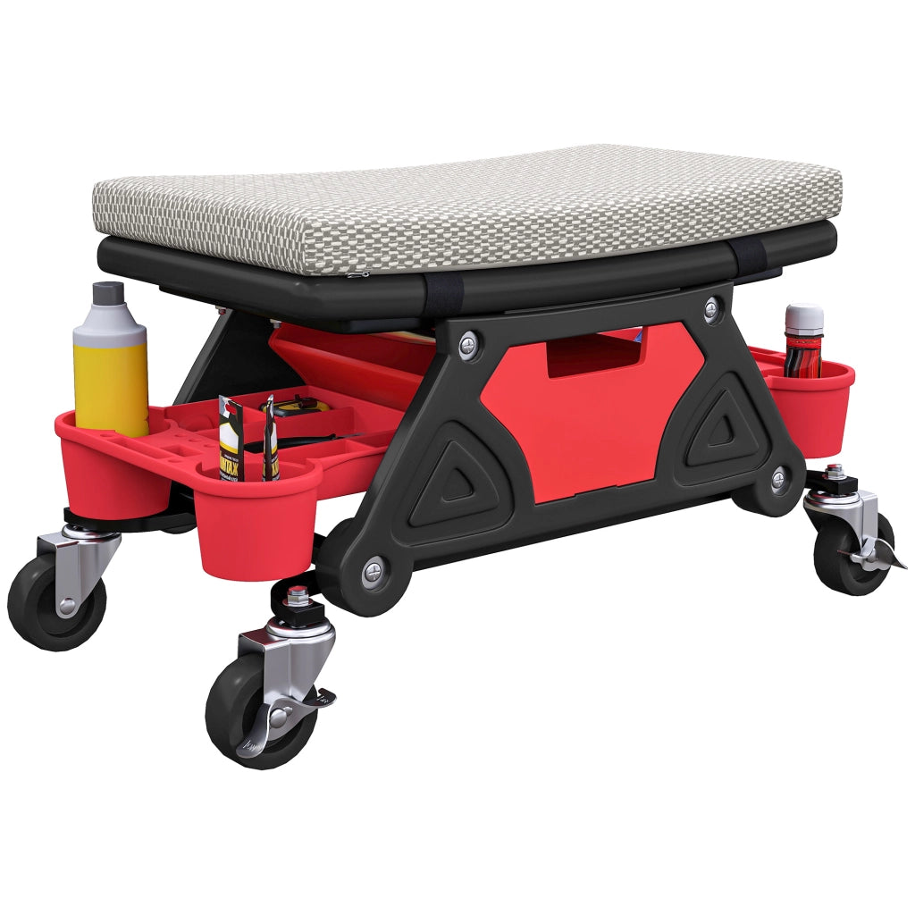 Sgabello da lavoro con ruote e ripiano ¨C zephmum ¨C Grigio 35 cm