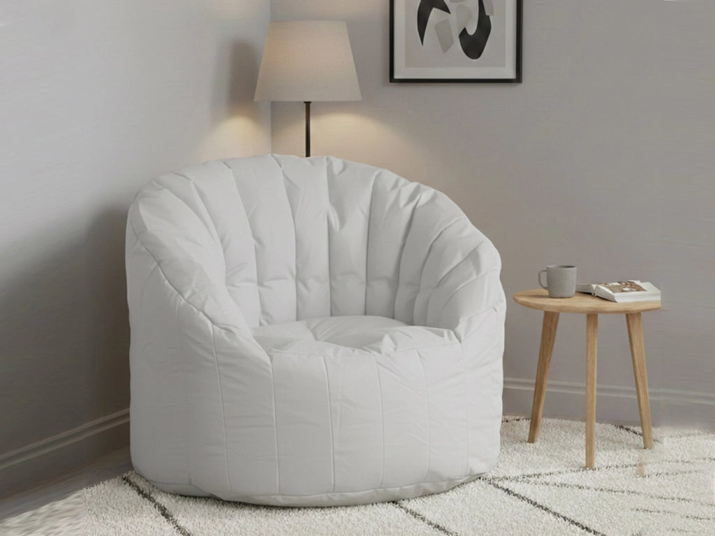 Poltrona imbottita Amenso, colore bianco, Misure 80 x 80 x 80 cm