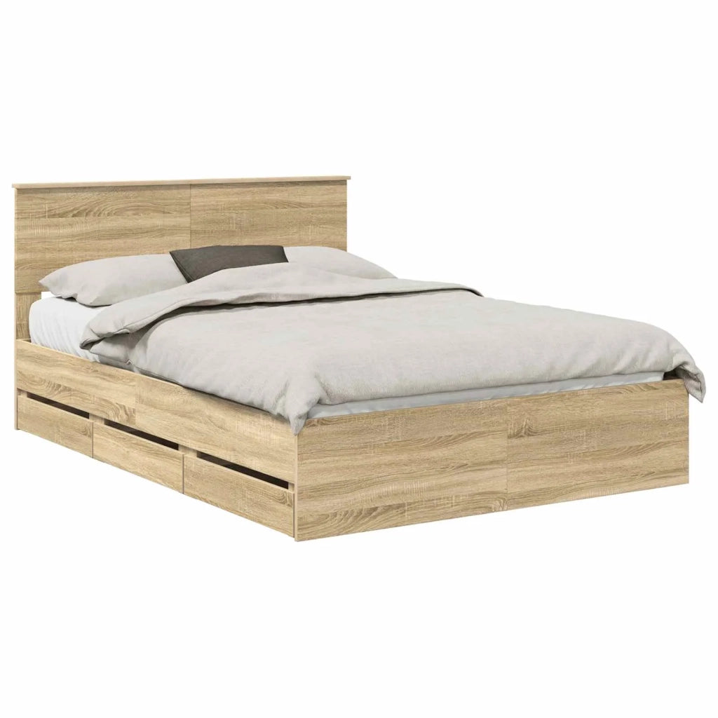 Struttura del letto con cassetto Rovere Sonoma 140 x 200 cm