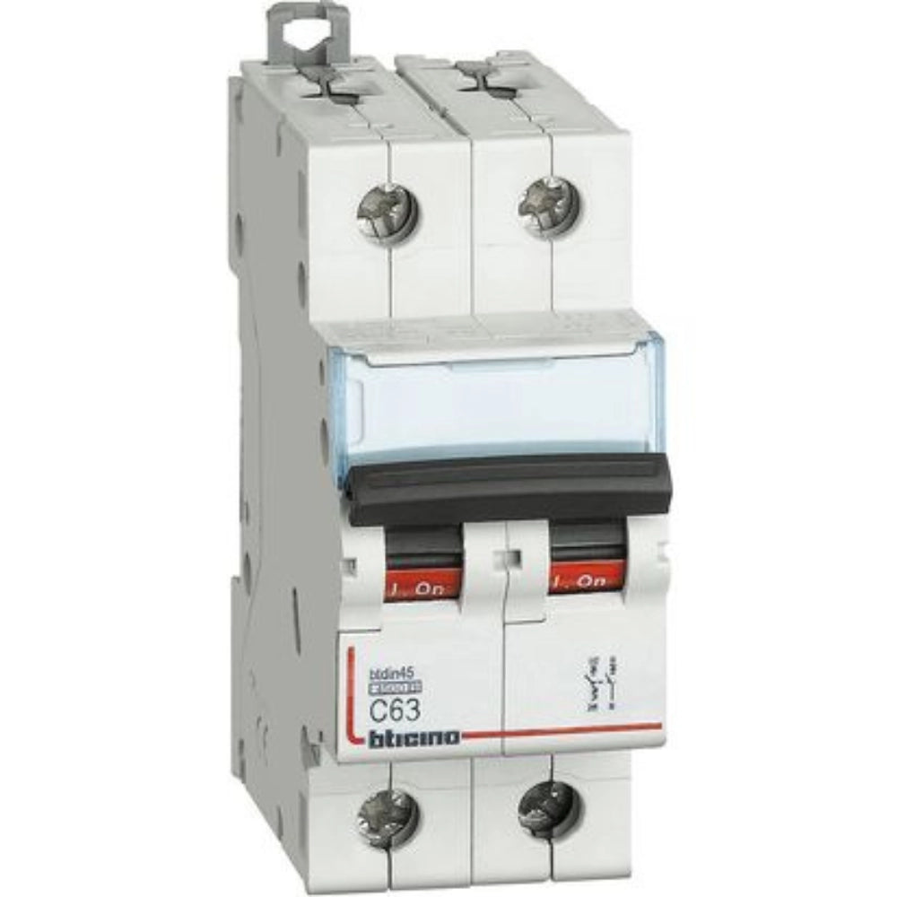 Bticino interruttore magnetotermico 1 polo + neutro curva c 2 moduli 4,5 ka *** ampere 63 ampere, confezione 1