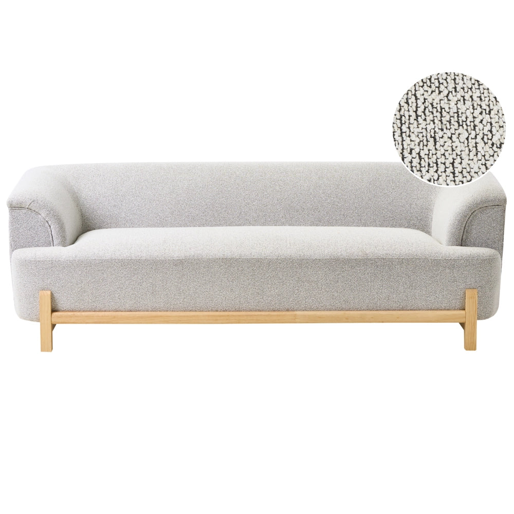 Divano a 3 posti imbottitura in poliestere grigio chiaro gambe in legno soggiorno stile moderno
