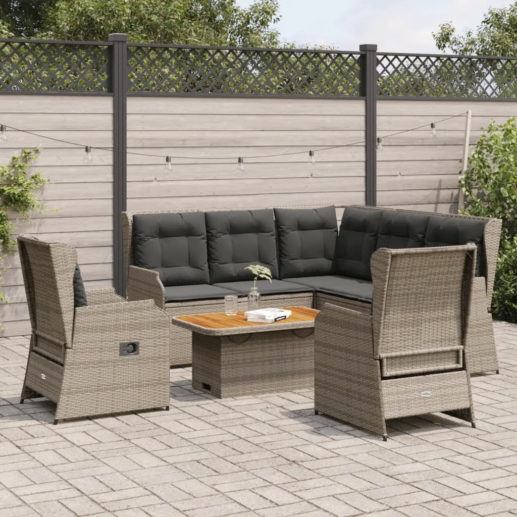 vidaXL Set Divani da Giardino 6 pz con Cuscini in Polyrattan Grigio