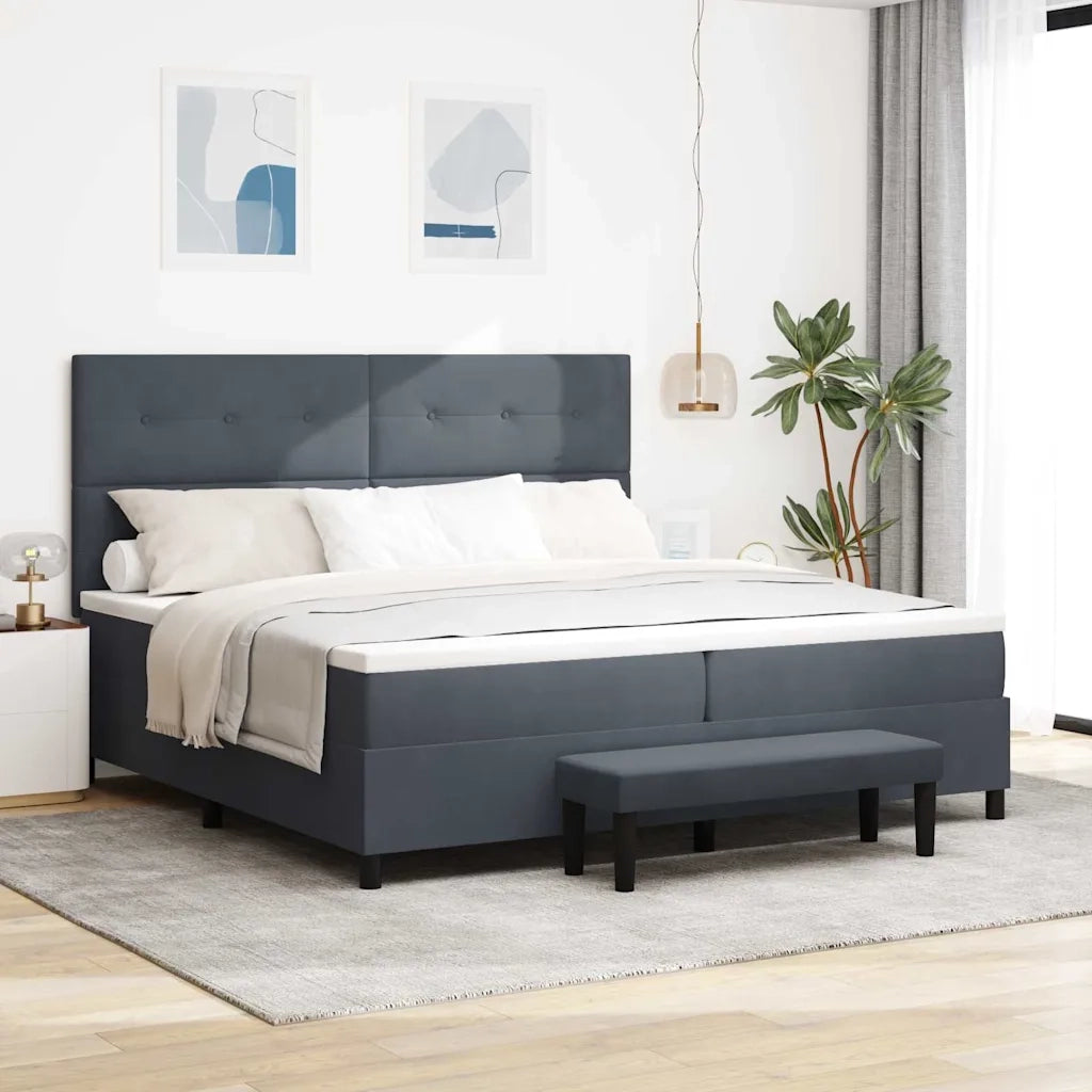 Letto a molle con materasso Grigio scuro 200 x 200 cm Velluto
