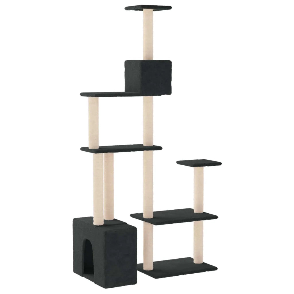 Albero per gatti con pali per graffiare in sisal Grigio Scuro