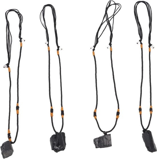 Set di catenelle per collana da 4 pezzi con pietra nera di tourmaline - pietra curativa per protezione, collana di pietra di fortuna con regolazione per collana contro energia negativa