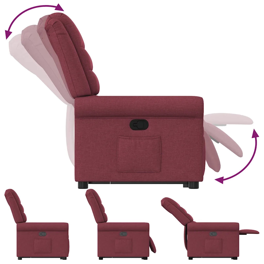 Poltrona Alzapersona Reclinabile Rosso Vino in Tessuto 3303317