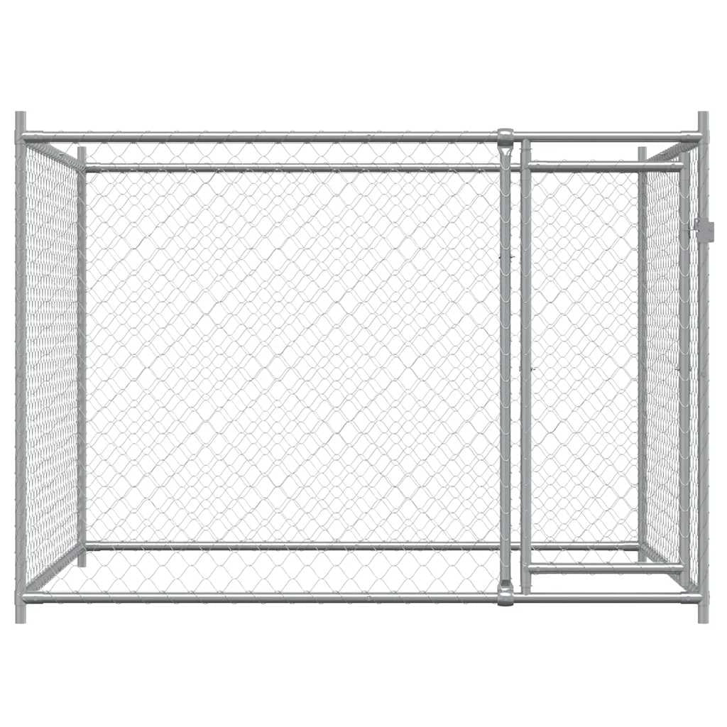Trasportino per cani con porta 2 x 2 x 1,5 m acciaio zincato grigio 02_0041618