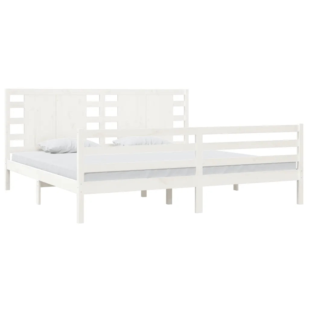 Giroletto senza Materasso-Struttura Letto Bianco 200x200 cm Legno Massello Pino 621523