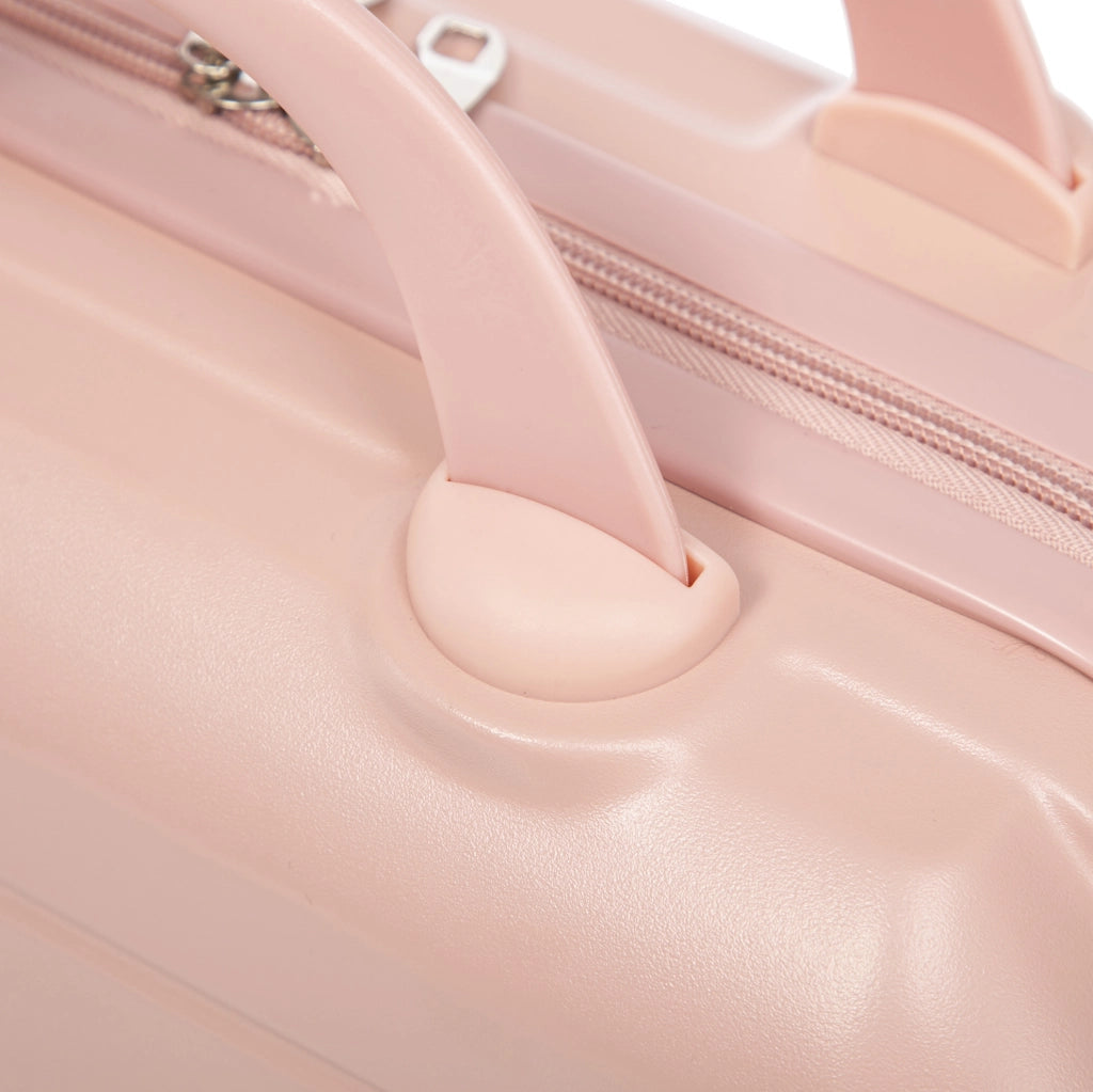 Set Valigia Rigida ABS 19" e 14" Rosa con Ruote Girevoli e Beauty Case 14"