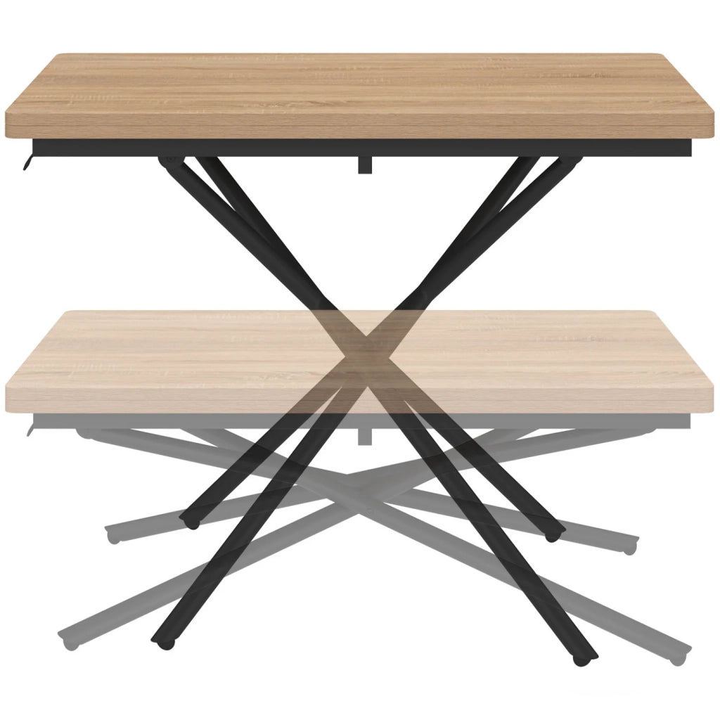 IDMarket - Tavolino 2 in 1 trasformabile in tavolo da pranzo rettangolare ALIX 100 cm, in legno e nero