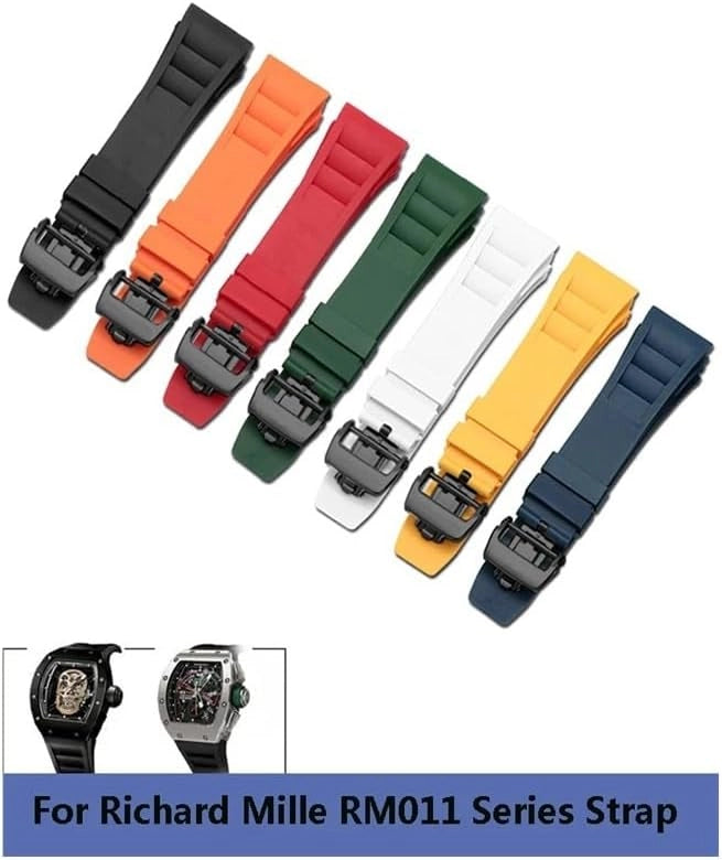 Canda di guardia in gomma da 25 mm-20 mm adatto per Richard Mille RM011 Serie Bracciale Vicchia Standing Cingcio d'oro