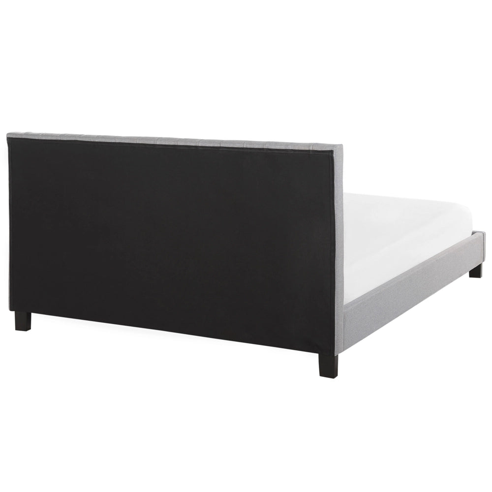 Letto Rivestimento in tessuto grigio chiaro 180 x 200 cm con testiera a doghe