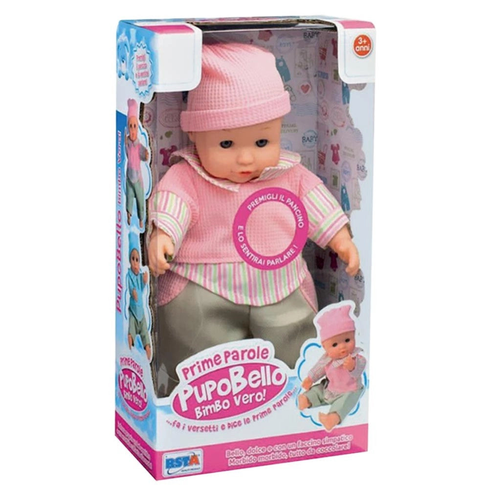 Trade Shop - Bambola Pupo Bello Bimbo Vero Prime Parole Parla E Fa Versi 30cm Per Bambina -