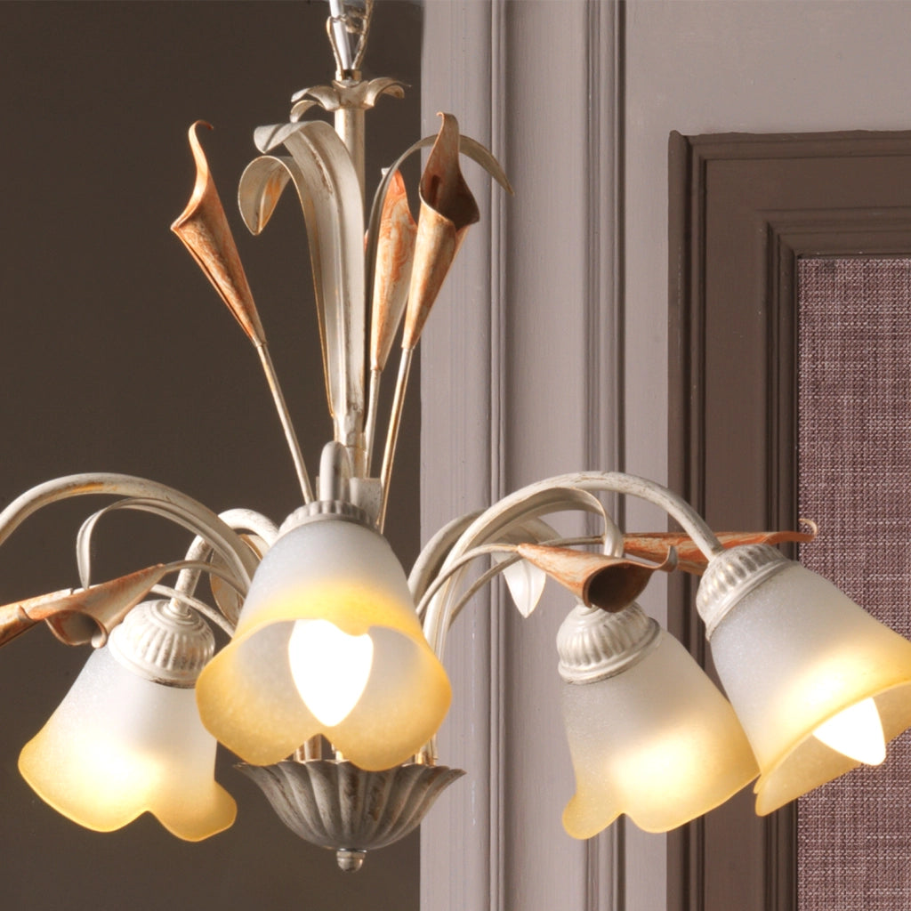 Lampadario 5 luci Lucrezia Avorio