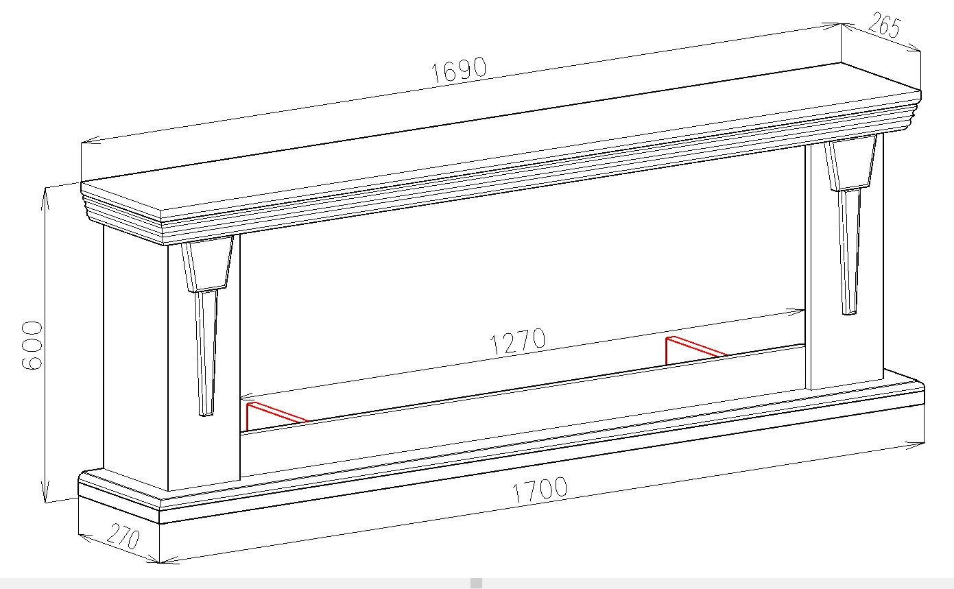 Camino Elettrico da Pavimento 60x170x27 cm Effetto Fiamma 1500W Pandora & Tanzania Panna