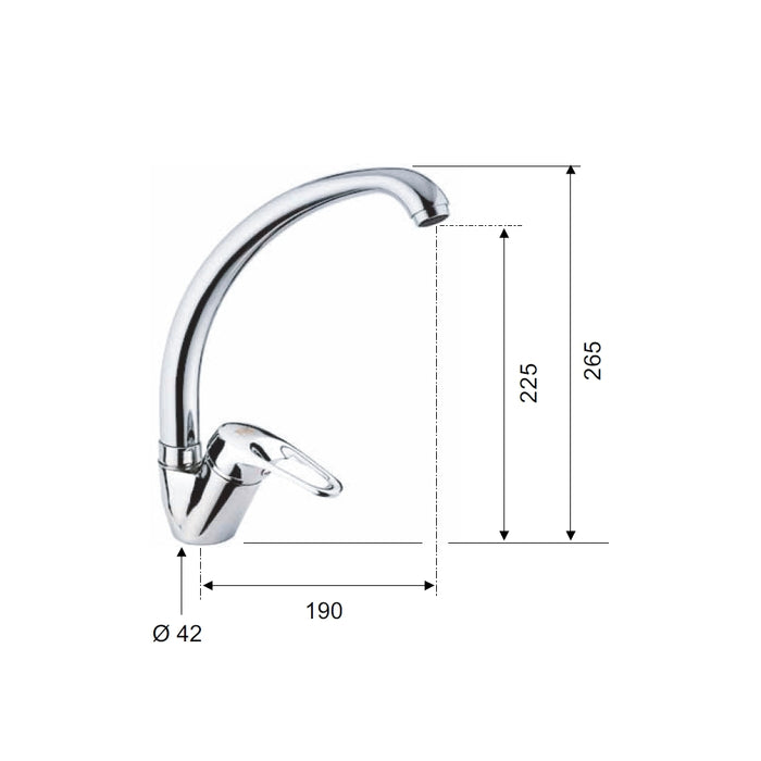 Rubinetto lavello con bocca alta girevole, tipo lusso - serie remix