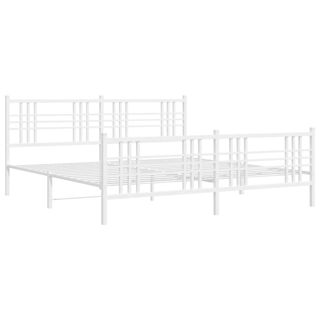 Giroletto con Testiera e Pediera Metallo Bianco 183x213 cm
