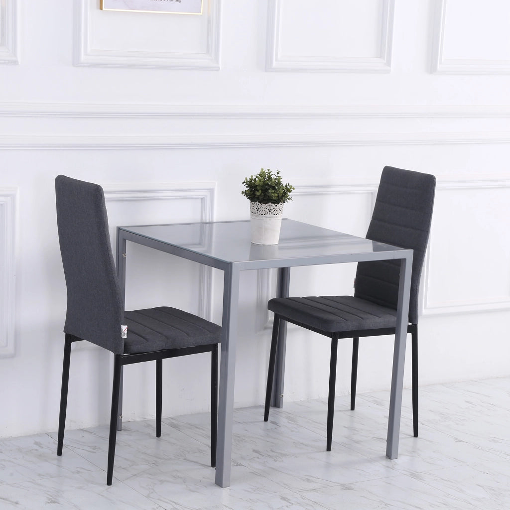Tavolo da pranzo quadrato ¨C zephmum ¨C vetro temperato grigio 90x90x75