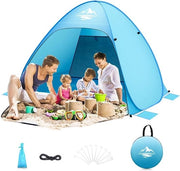 Tenda da campeggio automatica portatile per 2-4 persone - Protezione UV 50+ e protezione dal vento - Tenda da spiaggia con borsa portatile