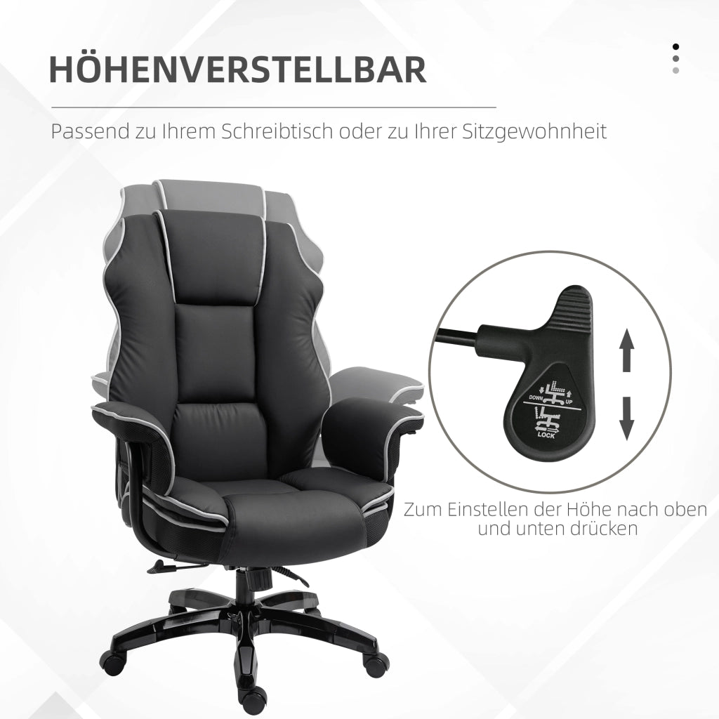 Sedia da ufficio ergonomica con schienale regolabile e braccioli ¨C zephmum ¨C nero similpelle