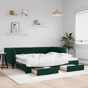 Divano Letto Estraibile Cassetti-Sofa Letto-Daybed Verde Scuro 90x200cm Velluto 386368