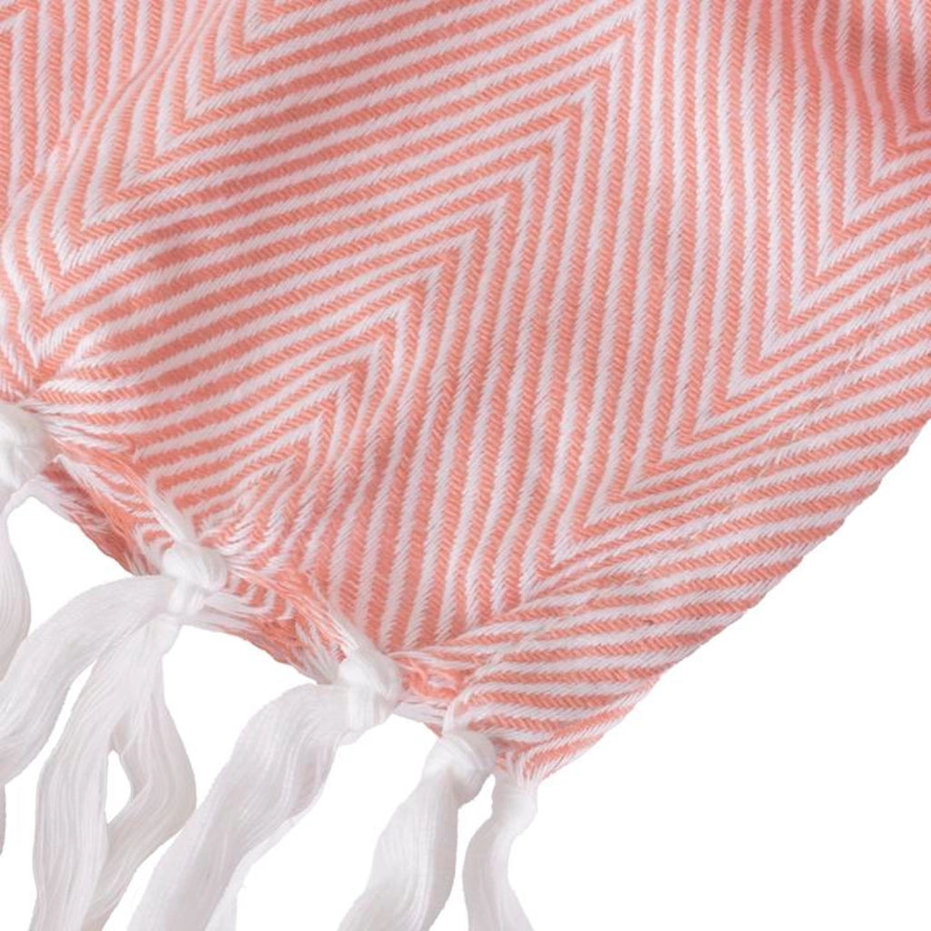 100% cotone rosa salmone plaid con frange 180x220cm ZIGORA