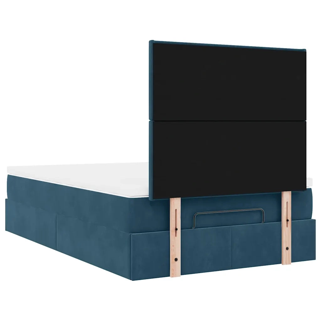 Struttura Letto Pouf con Materassi Blu Scuro 120x200 cm Velluto 3314244