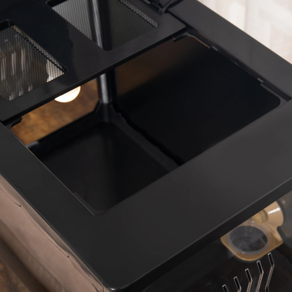 Terrario per Tartarughe di Terra e Rettili con Termometro 18-34¡æ, 60x40x40.5 cm, Nero