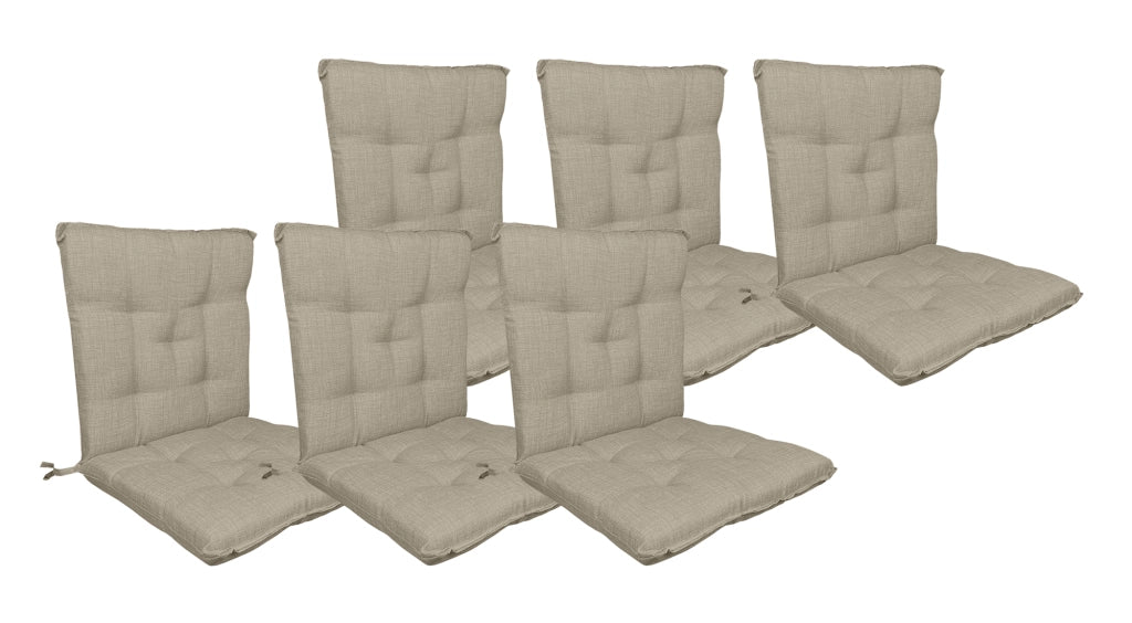 Set Cuscini Sedia Con Schienale Imbottiti Con Laccetti Banda Elastica 40 x 80 Cm Corda - 6 Pezzi