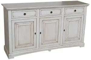 Credenza madia buffet in legno Shabby chic 3 ante chic mod goccia bianco anticato