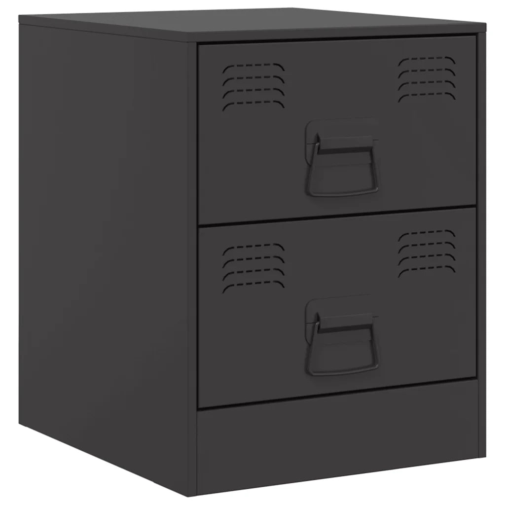 Comodini 2 pz-Set di 2 Tavolino da notte Neri 34,5x39x44 cm in Acciaio 463117