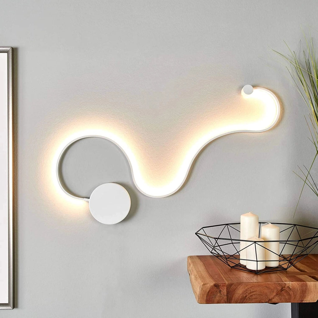 APPLIQUE MODERNO A LED SNAKE SERPENTE CURVO LAMPADA A PARETE MURO LUCE CCT CALDA BIANCA NATURALE E FREDDA LED 20W X INTERNO