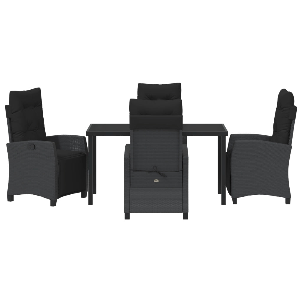 Set di Mobili da Giardino 5 Pezzi in Rattan Poli Nero