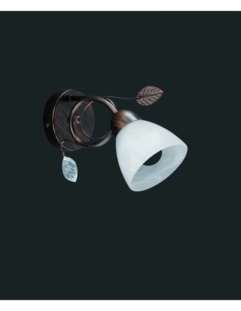 Applique 1xE14 Traditio Ruggine Coppa Vetro Bianco L12 cm Trio Lighting