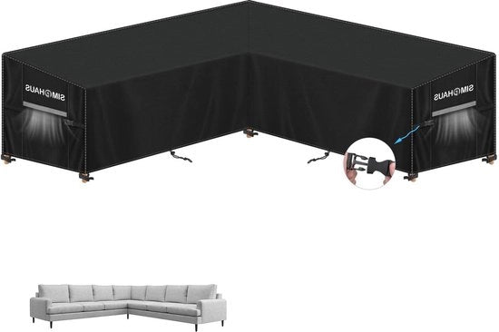 Cuscino per esterno - Set di cuscini per esterno - Copertura per mobili da giardino - Protezione anti-UV 50+ - Copertura a V - Impermeabile - per mobili da giardino - Angolo divano - Mobili per relax - 420D stoffa oxford - 315 x 315 x 99 & 80/60 cm - Nero