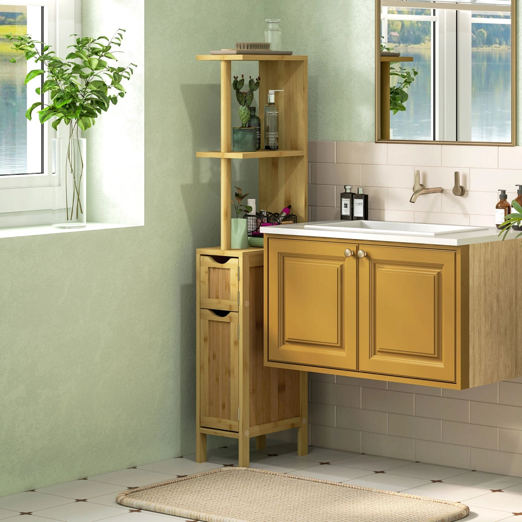 Colonna Bagno con Ripiani e Armadietti ¨C zephmum ¨C Legno 18x30x120 cm