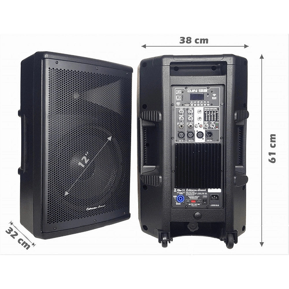 Trade Shop - Coppia Casse Audio Acustiche 3600 W Extreme Sound Woofer 12" Bluetooth Usb Djn-12 -