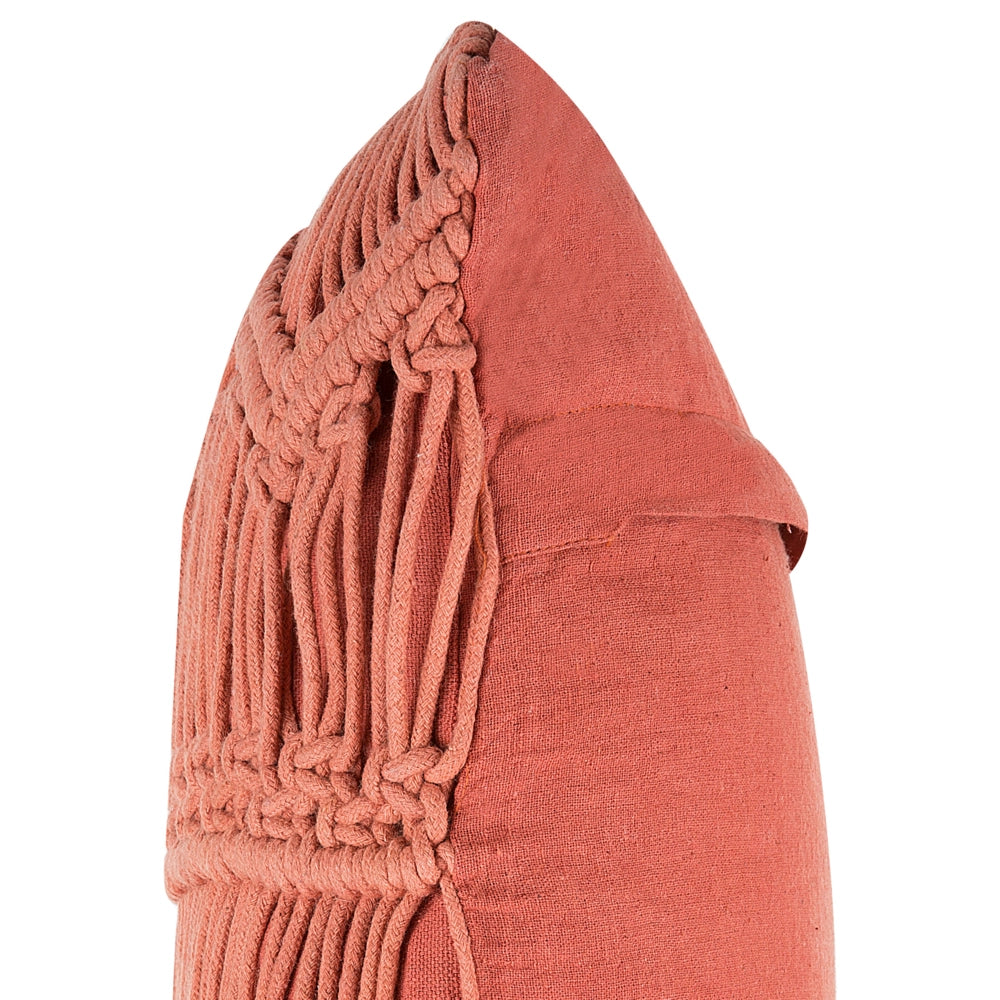 Set di 2 cuscini decorativi in cotone arancione macramè 45 x 45 cm corda Boho Retro Decor accessori