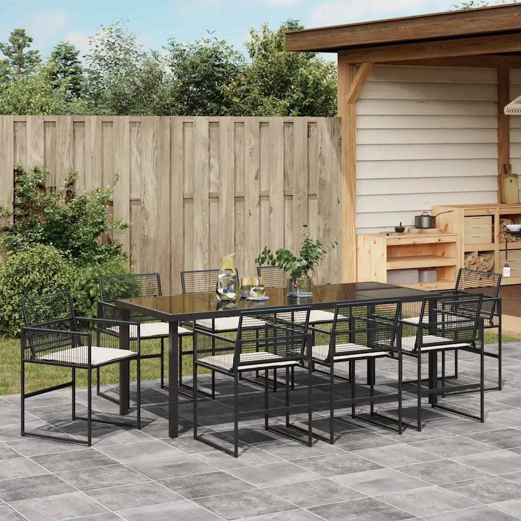 Set da Pranzo per Giardino 9 pcs Nero 3379326