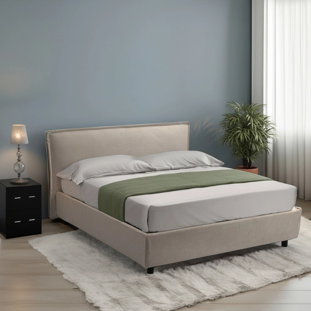 Letto Matrimoniale Bruzolo, Letto Matrimoniale Materasso Incluso Made in Italy, Grigio Tortora\